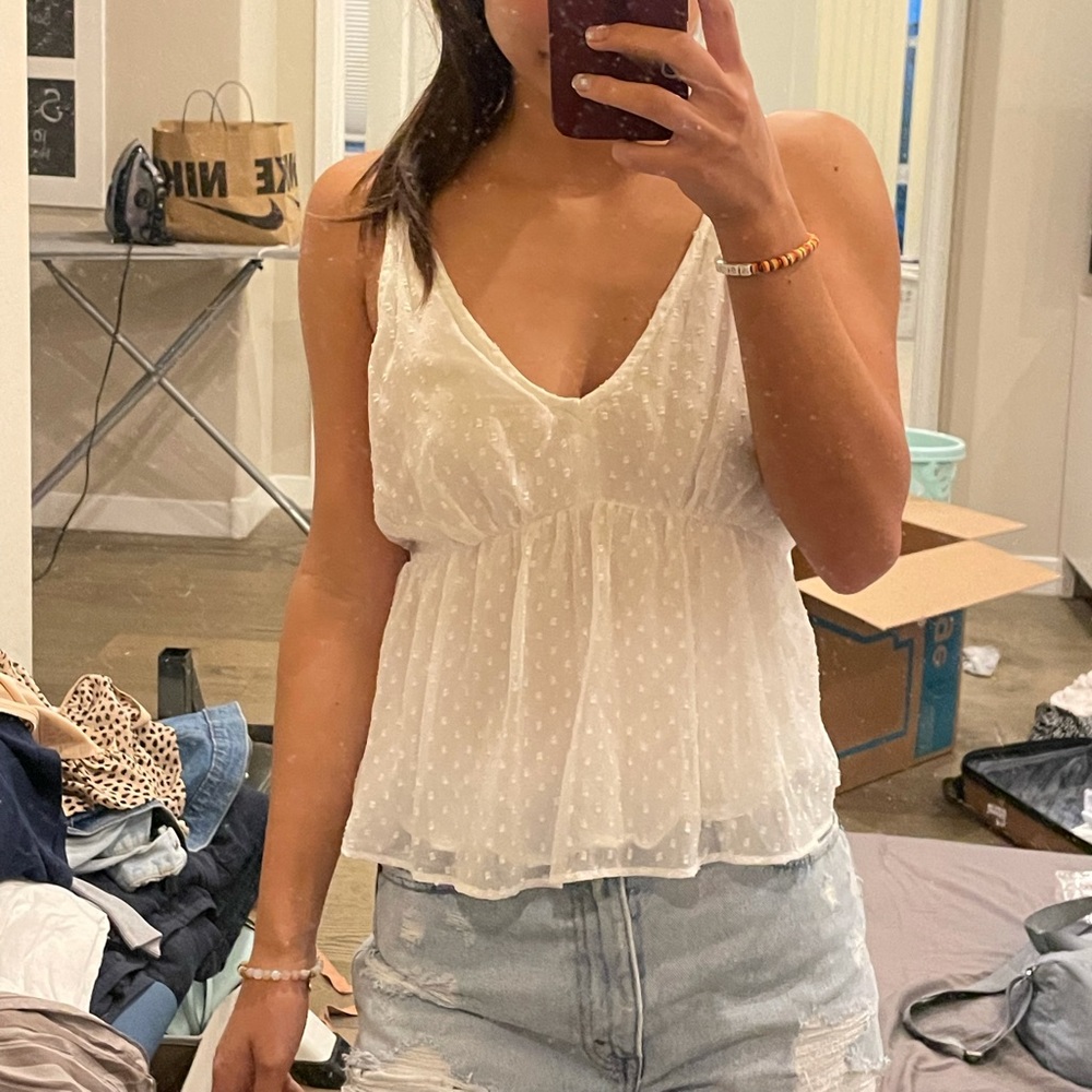 Chiffon polka dot tank